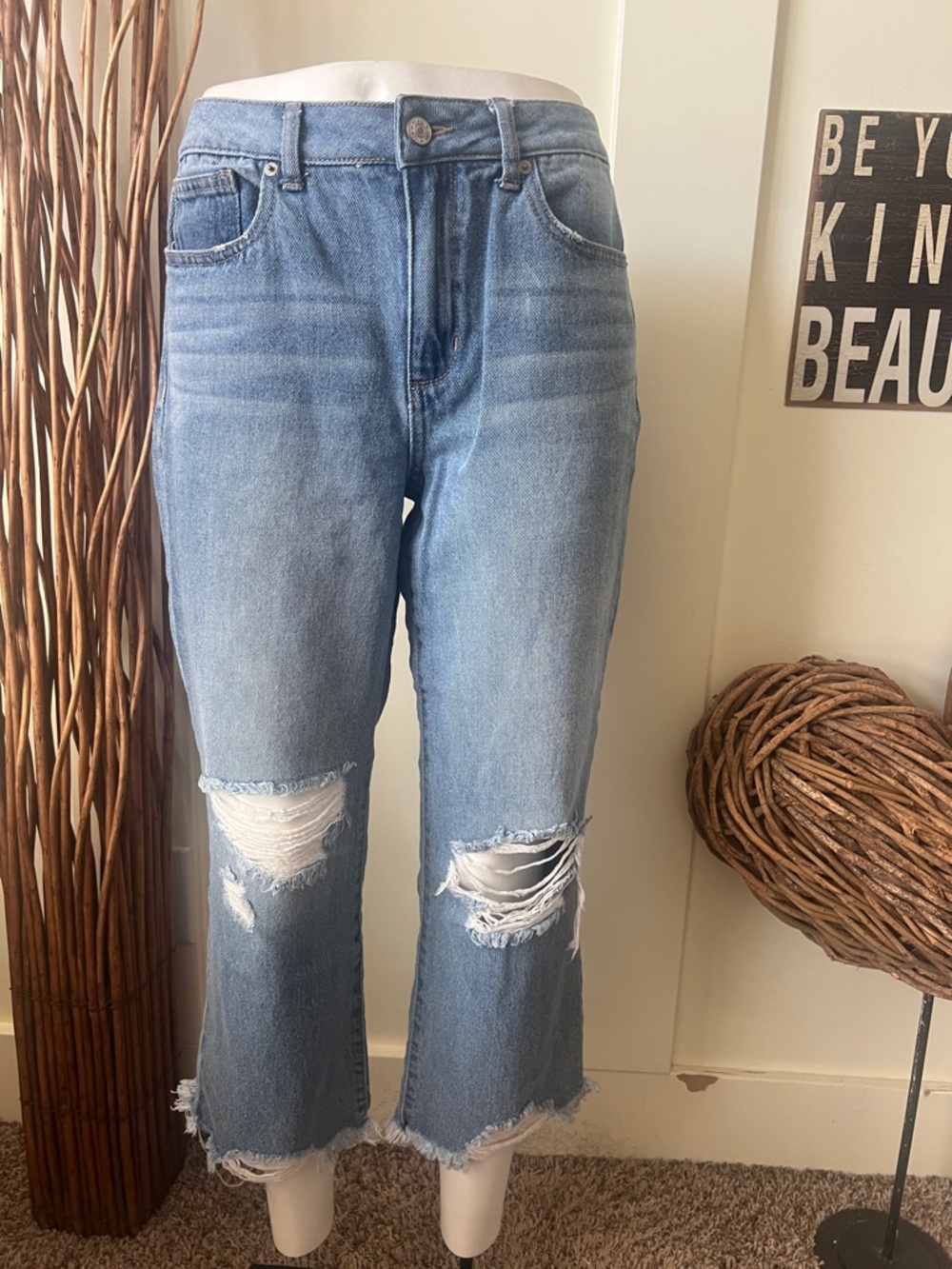 Rewash Light Blue Distressed Cropped Jeans